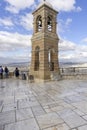 Observation deck on top of Mount Lycabettus with bell tower of Saint George`s chapel, Athens, Greece Royalty Free Stock Photo