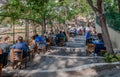 Outdoor cafe in Plaka, Athens Royalty Free Stock Photo