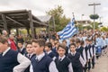 Athens, Greece, 28 October 2015. Student parade in yearly national celebration of Ochi day against the Italians.