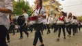 Athens, Greece, 28 October 2016. Student school parade to celebrate the national holiday of the Ochi Day.