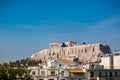 Akropolis and Parthenon as seen from central Athens Royalty Free Stock Photo