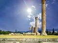 Olympian Zeus columns  ruins  in Athens  Greece Royalty Free Stock Photo