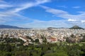 Athens, Greece. Panoramic view of the city of Athens as seen from the vantage point of Areopagus hill in Plaka Royalty Free Stock Photo