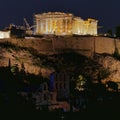 Athens Greece, Parthenon on Acropolis scenic night view Royalty Free Stock Photo