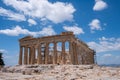 Athens, Greece. Parthenon temple on Acropolis hill, bright spring day Royalty Free Stock Photo