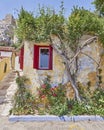 Athens Greece, picturesque house at Anafiotika, an old neighborhood under acropolis