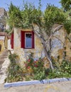 Athens Greece, picturesque house at Anafiotika, an old neighborhood under acropolis