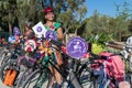 Athens, Greece - Sep 22, 2019: Fancy Women Bike Ride. Cycling event to support women`s visibility in urban spaces.