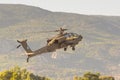 Athens, Greece 13 September 2015. Apache helicopter taking off at the Athens air week flying show. Royalty Free Stock Photo