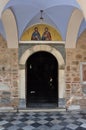 Orthodox church gate saints mosaic Royalty Free Stock Photo