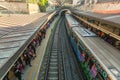 ATHENS, GREECE - Urban metro station with subway train.