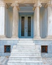 Athens Greece, vintage house entrance with archaic columns