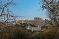 Athens - Panoramic view during sunset of the Parthenon of the Acropolis seen from Filopappou Hill, Athens, Greece Royalty Free Stock Photo