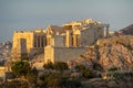 Athens - Panoramic view during sunset of the Parthenon of the Acropolis seen from Filopappou Hill, Athens, Greece Royalty Free Stock Photo