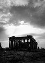 Athens pantheon rain black white ruins capitol antique landmark