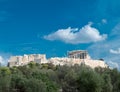 Athens, Parthenon ancient Greek temple on Acropolis hill, view from the west Royalty Free Stock Photo