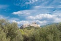 Athens, Parthenon ancient Greek temple on Acropolis hill, view from the west Royalty Free Stock Photo