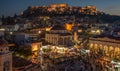 Athens Plaka and Acropolis at Twilight Royalty Free Stock Photo