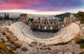 Athens - Ruins of ancient theater of Herodion Atticus in Acropolis, Greece