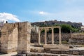 Athens - Scenic view of the columns of the ruined Library of Hadrian in Athens, Attica, Greece, Europe