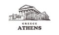 Athens sketch skyline. Greece, Athens hand drawn vector illustration Royalty Free Stock Photo