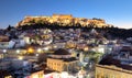 Athens skyline with Acropolis at night, Greece