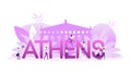 Athens skyline, monochrome silhouette. Greek temple. Vector illustration.