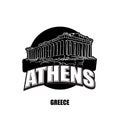 Athens, temple, black and white logo