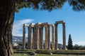 Athens, temple of Zeus from under the tree Royalty Free Stock Photo