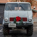 Old Work Truck With Wreath On Grill