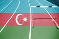 Athetic running track with with blending Azerbaijan flag Royalty Free Stock Photo