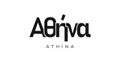 Athina in the Greece emblem. The design features a geometric style, vector illustration with bold typography in a modern font. The Royalty Free Stock Photo