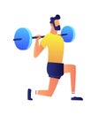 Athlet lifting barbell vector illustration.