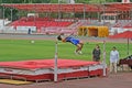 Athletes at high jump try 