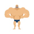 Athlete angry Emoji. aggressive bodybuilder. unkind sportsman. f Royalty Free Stock Photo