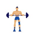 Athlete with barbell flat color vector faceless character