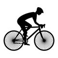 Athlete on a bicycle black icon. Cyclist on a racing bike. Royalty Free Stock Photo