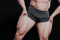 The athlete bodybuilder shows his muscles after sports Royalty Free Stock Photo