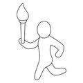 The athlete carries the Olympic flame. Sketch. Vector icon. Opening of a sporting event. The man is running. Royalty Free Stock Photo