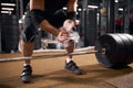 Athlete clapping hands before deadlift