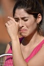 Athlete Colombian Girl Tennis Player Crying Royalty Free Stock Photo