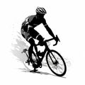 Athlete cyclists in silhouettes on white background Royalty Free Stock Photo