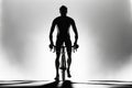 Athlete cyclists in silhouettes on white background. Illustration AI Generative Royalty Free Stock Photo
