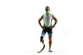Athlete disabled amputee isolated on white studio background Royalty Free Stock Photo