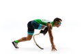 Athlete disabled amputee isolated on white studio background Royalty Free Stock Photo