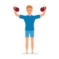 Athlete does physical exercises, engaged in weight lifting lifting weights. Royalty Free Stock Photo