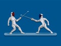 Athlete fight in fencing combat sport. competition sport illustration vector Royalty Free Stock Photo