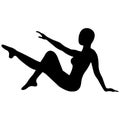 Athlete girl in an original pose, black silhouette in a flat style. Design suitable for dancing emblems, fitness logo, yoga Royalty Free Stock Photo