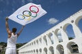 Athlete Holding Olympic Flag Rio de Janeiro