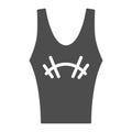 Athlete jersey solid icon, Gym concept, sportswear for gym sign on white background, tank top with barbell icon in glyph